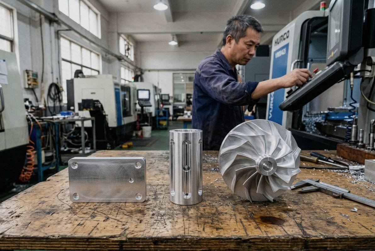Comparison of 3-axis, 4-axis, and 5-axis CNC machining capabilities and configurations (ID#1)