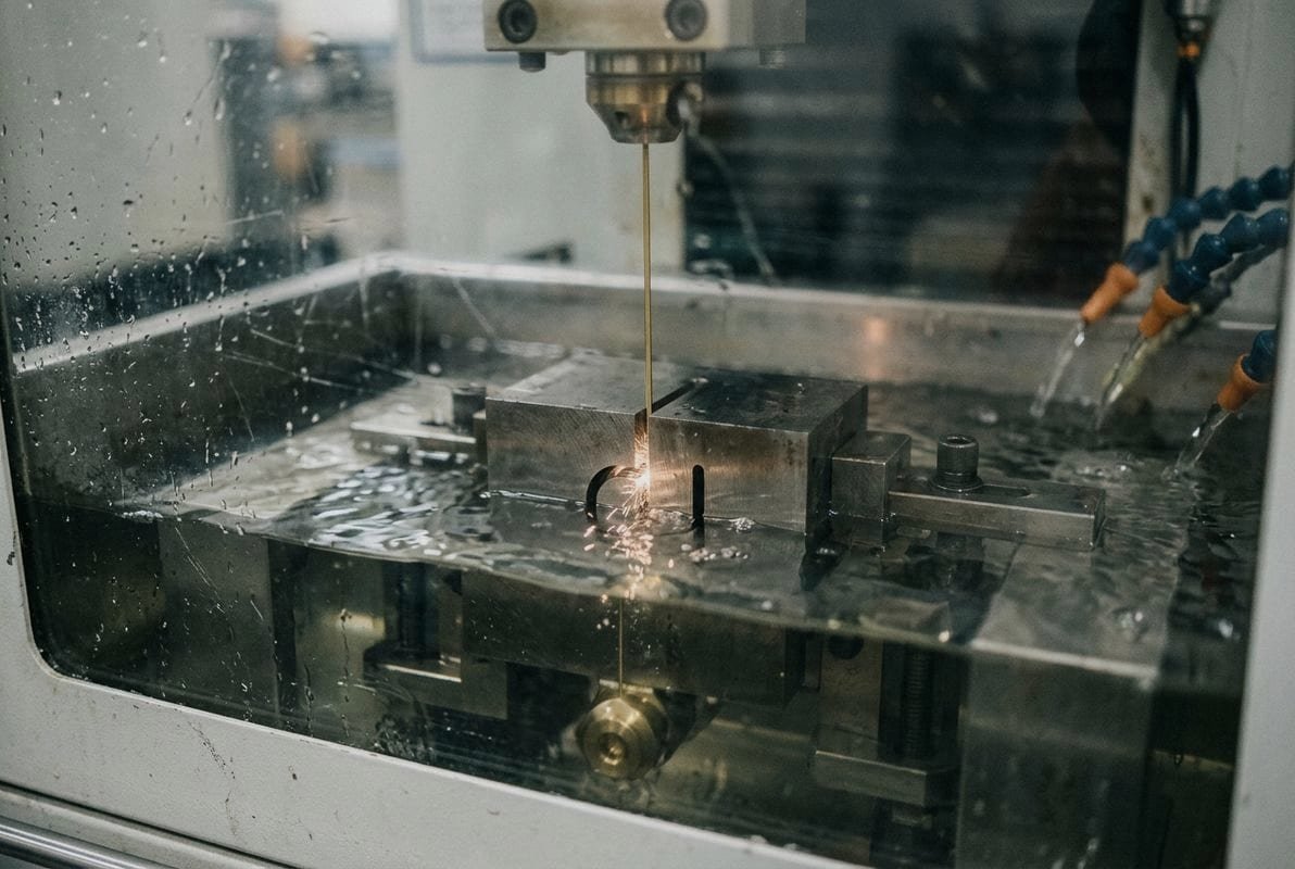 CNC controlled spark erosion using brass wire for extreme accuracy in metal parts (ID#2)