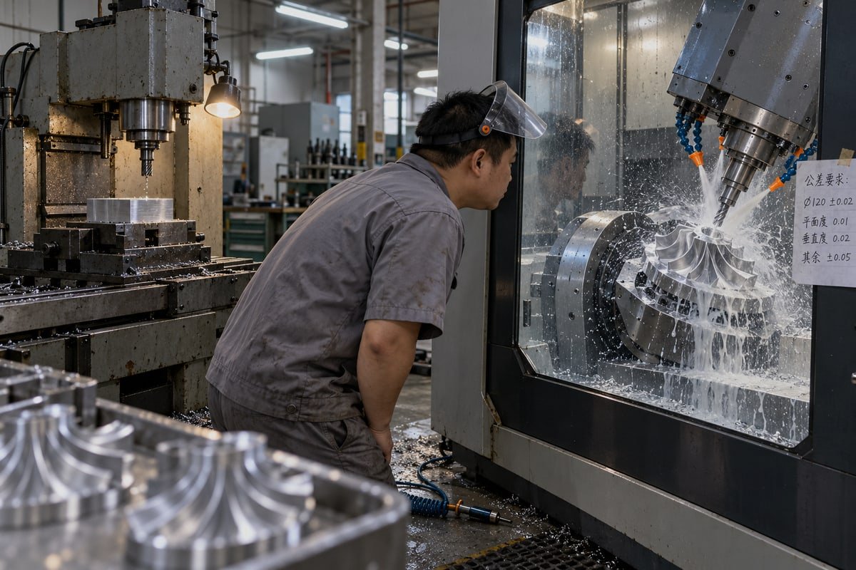 Comparison of achievable tolerances across 3-axis, 4-axis, and 5-axis CNC machining (ID#3)